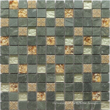 23X23 Resin Mixed High Quality White Crystal Mosaic Tile with Stone